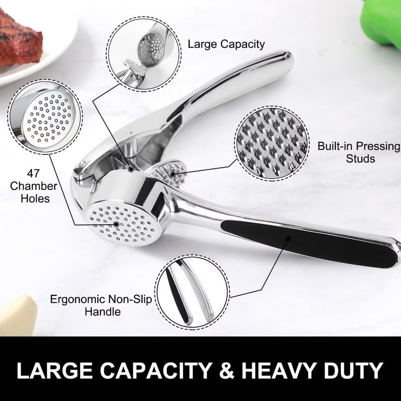 ZEVON Garlic Crusher Presser Garlic Press Manual Garlic Mincer Stainless Steel Garlic Cutter ChopperHand Press Garlic Crusher and Chopper Mincer Cutter for Garlic for Kitchen - Image 3