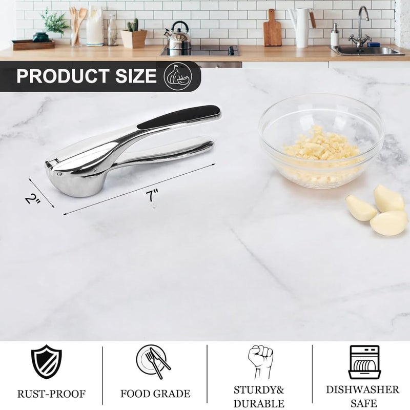 ZEVON Garlic Crusher Presser Garlic Press Manual Garlic Mincer Stainless Steel Garlic Cutter ChopperHand Press Garlic Crusher and Chopper Mincer Cutter for Garlic for Kitchen - Image 5