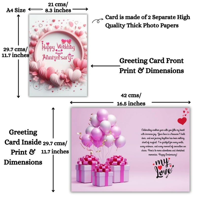 AanyaCentric AanyaCentric Anniversary Printed Greeting Card Envelope 83x117inches Special Romantic Gift for Husband Wife Marriage Celebration Couple Greeting  - Image 3
