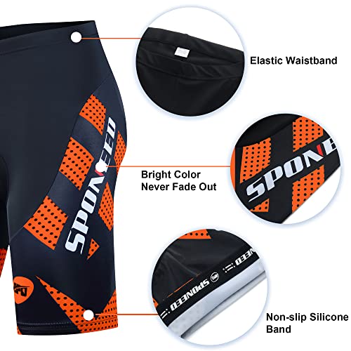 sponeed Padding Bike Ride Underwear Men Bicycle Tights Padded Quick Dry Cycling Shorts Pokcets-Free Commuting to Work US XL Orange - Image 3