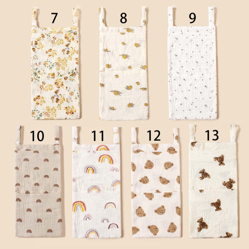 Baby Cotton Bedside Hanging Bag Double Crepe Baby Toy Diaper Storage Bag Children'S Multifunctional Storage Bag - Image 4