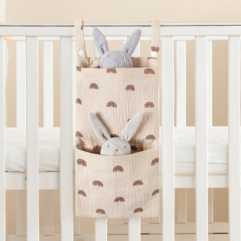 Baby Cotton Bedside Hanging Bag Double Crepe Baby Toy Diaper Storage Bag Children'S Multifunctional Storage Bag - Image 2