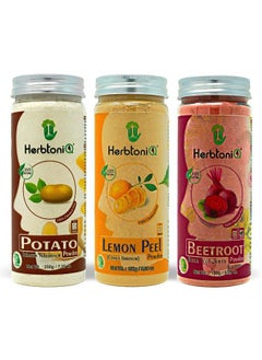 Herbtoniq 100% Natural Potato Powder Lemon Peel Powder And Beetroot Powder For Face Pack & Hair Pack (500G)  - Image 2