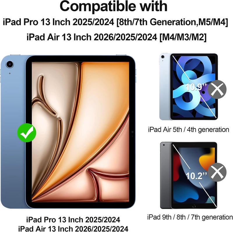 و��قي شاشة لجهاز iPad Pro 13 بوصة 2025/2024 [الجيل الثامن/السابع، M5/M4]، iPad Air 13 بوصة 2025/2024 [الجيل السابع/السادس، M3/M2] زجاج مقسى 9H [متوافق مع Face ID وقلم Apple] متوافق مع الحافظة - Image 2