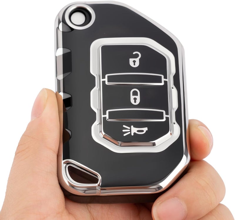 CHATYYD Key Fob Cover for Jeep with Keychain,Soft TPU Key Case for Jeep Wrangler Gladiator Proximity 2018-2024 Car Accessories - Image 3