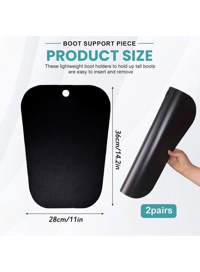 SYBL أقواس تشكيل الأحذية (2 زوج، 4 أوراق) للأحذية الطويلة، 14" سميك حوامل شجرة الأحذية للرجال والنساء، أسود، أسود، 14 بوصة/36 سم - Image 2