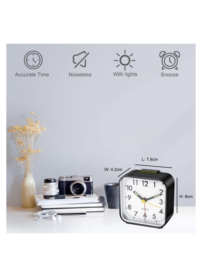 KASTWAVE - Silent Alarm Clock, Bedside Non Ticking Battery Powered Bedside Clocks Travel Alarm Clock Basic Bedroom Clock Table Clocks Luminous Large Display Snooze Light Function for Bedroom Office - Image 1