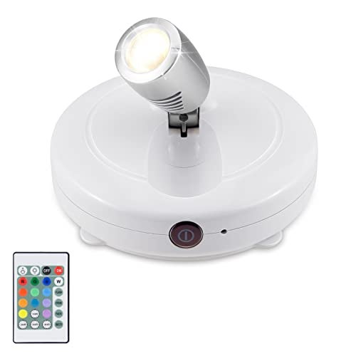 LUXSWAY LED Spot Lights Indoor,Battery Operated Accent Picture Light,12 Colors Changing Spotlight, Dimmable Uplight,Stick on Light for Painting Artwork Dartboard (White) - Image 1