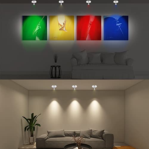 LUXSWAY LED Spot Lights Indoor,Battery Operated Accent Picture Light,12 Colors Changing Spotlight, Dimmable Uplight,Stick on Light for Painting Artwork Dartboard (White) - Image 4