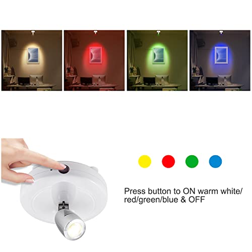 LUXSWAY LED Spot Lights Indoor,Battery Operated Accent Picture Light,12 Colors Changing Spotlight, Dimmable Uplight,Stick on Light for Painting Artwork Dartboard (White) - Image 2