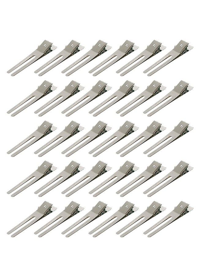 Axe Sickle 30 Pcs Hairdressing Double Prong Curl Clips 1.8" Curl Setting Section Hair Clips For Hair Bow Great Pin Curl Clip Styling Clips For Hair Salon Barber Silver. - Image 1