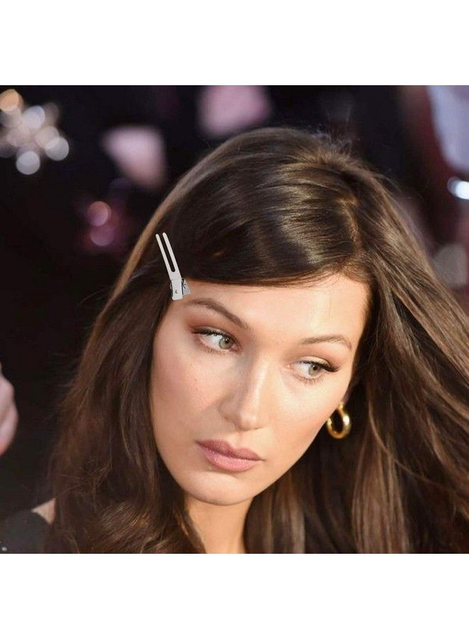 Axe Sickle 30 Pcs Hairdressing Double Prong Curl Clips 1.8" Curl Setting Section Hair Clips For Hair Bow Great Pin Curl Clip Styling Clips For Hair Salon Barber Silver. - Image 5