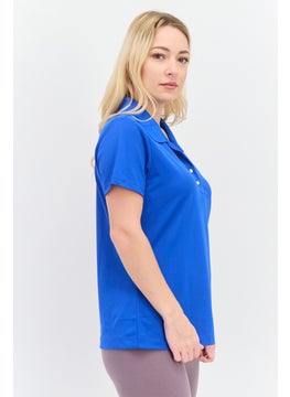 Greg Norman Women Sportswear Fit Short Sleeve Outdoor Polo Shirt, Blue  - Image 2