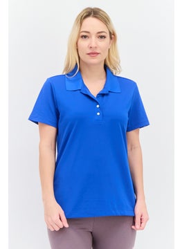 Greg Norman Women Sportswear Fit Short Sleeve Outdoor Polo Shirt, Blue  - Image 1