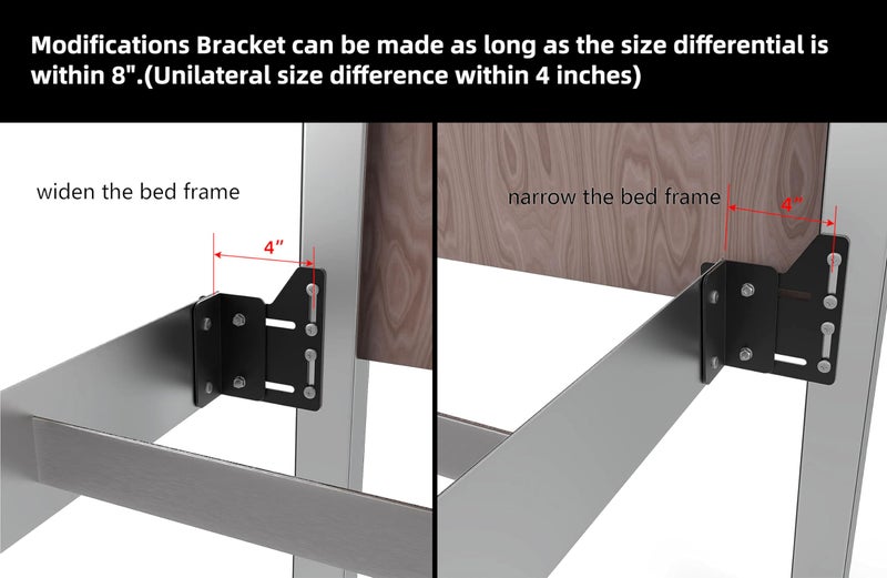 appacare 2 Pcs Bed Frame Brackets Adapter for Headboard Extra, Heavy Duty Bed Modification Plate, Headboard Attachment Bracket with Hardware - Image 3