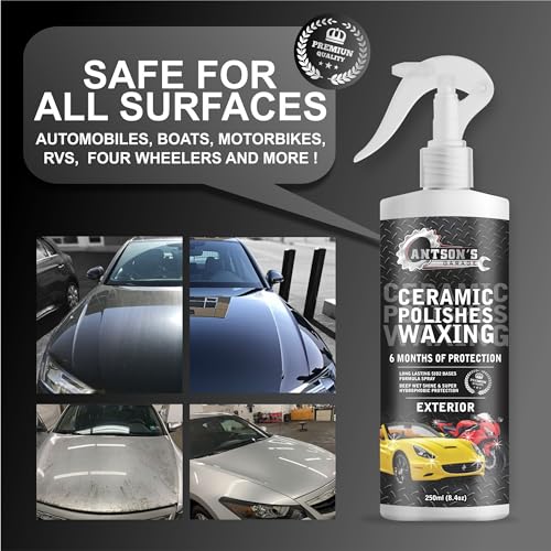 Antson Ceramic Polish Waxing for Car - Antson 250ML Easy To Apply Hydrophobic Spray With Extreme Gloss, Slickness & UV Protection, More Durable Than Other Car Polish & Wax - Image 5