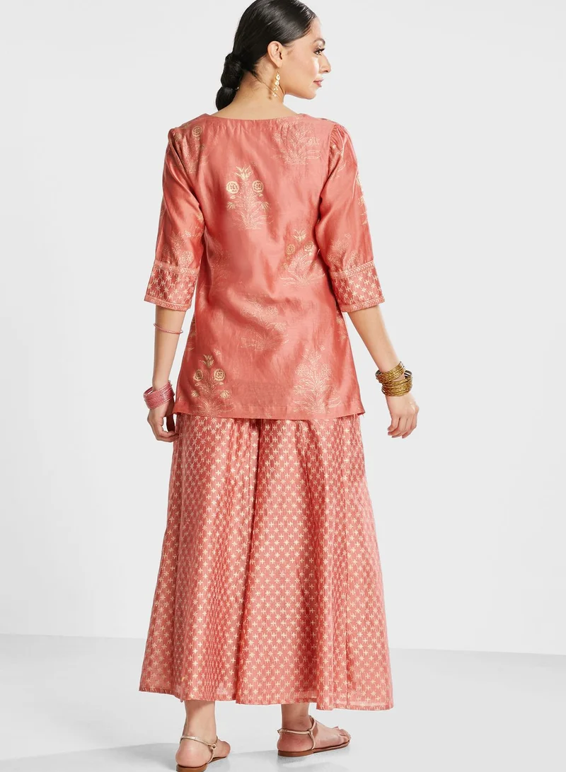 Fabindia Silk Tunic Sharara Set