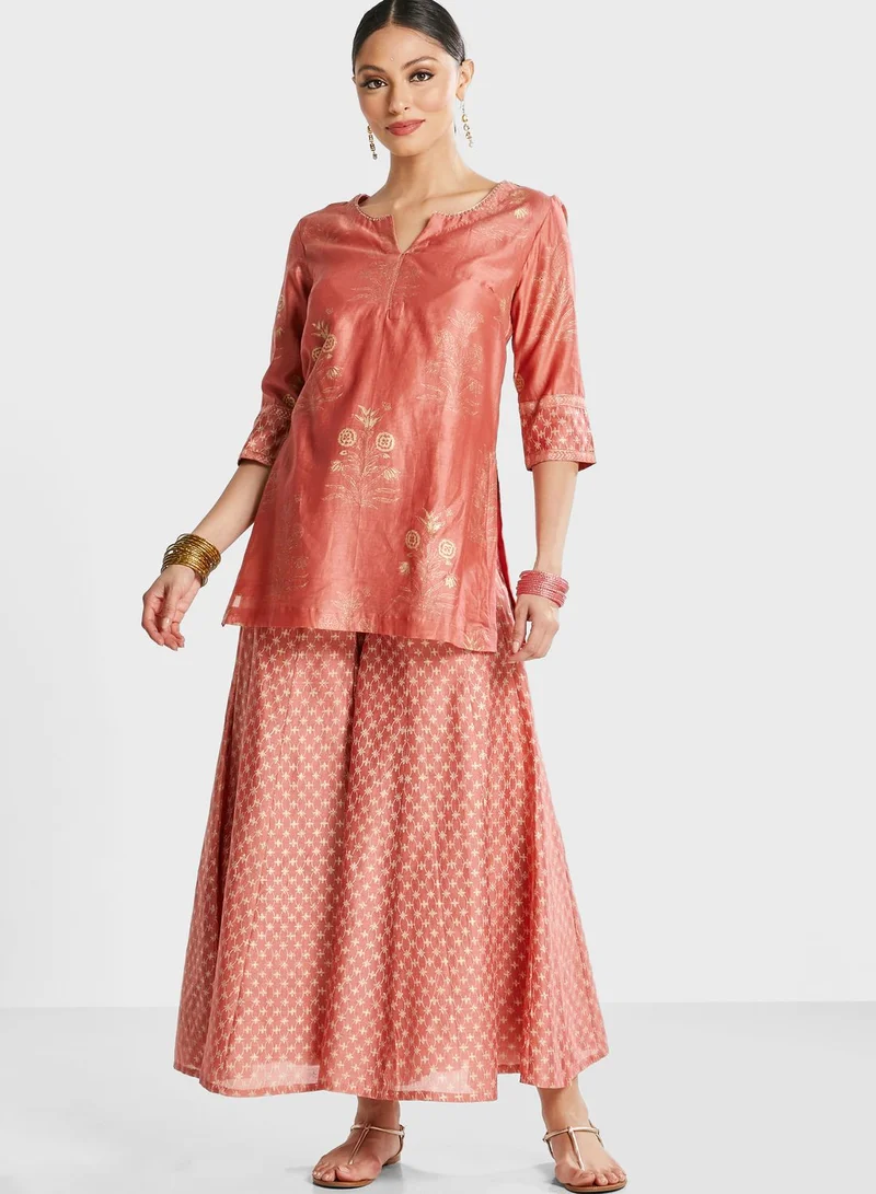Fabindia Silk Tunic Sharara Set