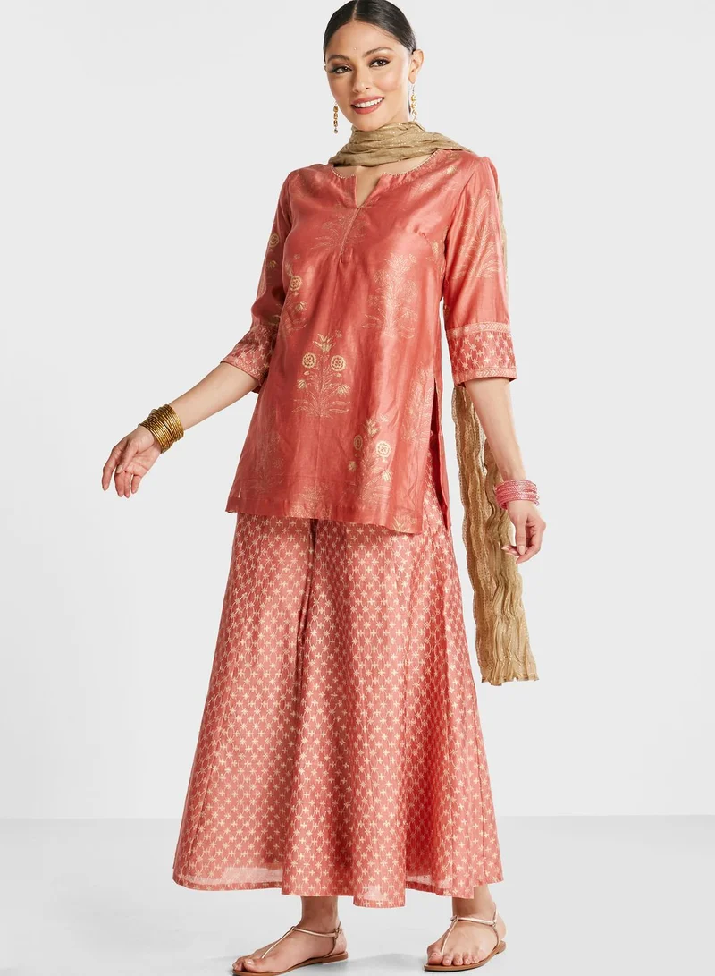Fabindia Silk Tunic Sharara Set