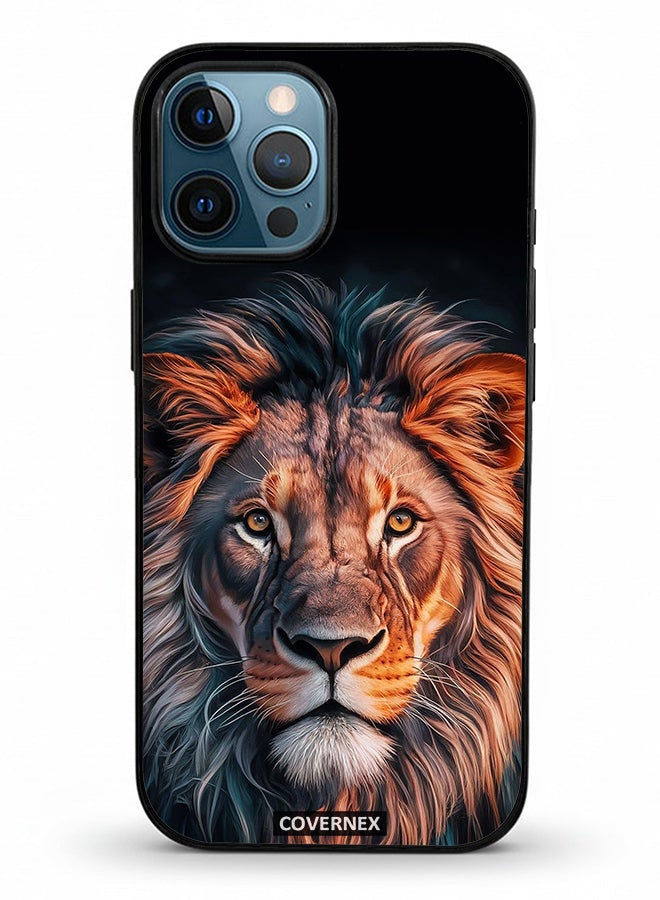 Covernex Apple iPhone 12 Pro Max Protective Case Cover Printed Featuring Majestic Lion Portrait - Image 2