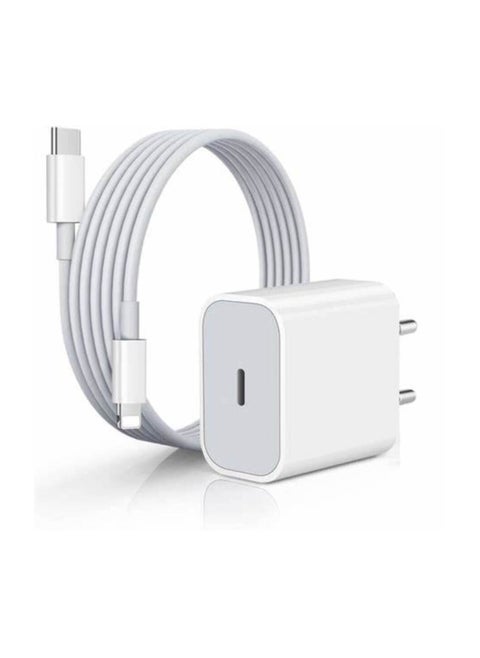 Cable 2 m for Iphone with 20W USB-C 2-Pin Power Adapter White
