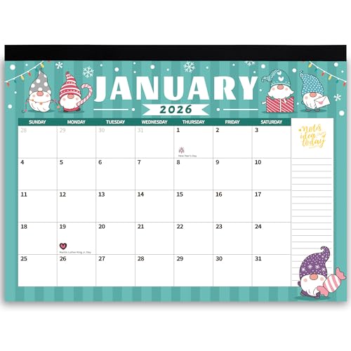 windrio 2026 Desk Calendar Wall Calendars, Large 17" x 12", November 2025 - December 2026 Monthly Planner Desktop, 14 Months Planning Organizing for Home, School, Office, Holiday, Gnome - Image 1