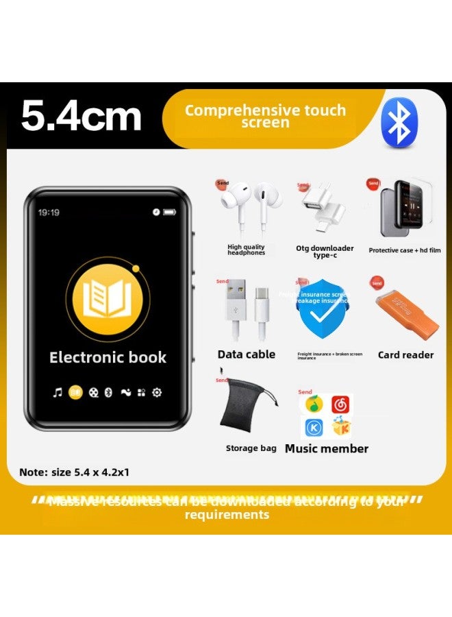 Bluetooth Mp4 Reading Novels Senior High School Student-specific Reader Mp3 Walkman Mp5 E-book Artifact P3p4mp7-Body Color:5.4 Touch Screen Long Battery Life Model/bluetooth 6.0 [free Headphones/music Membership/otg/cloth Bag/card Reader/hd Film/protective Case/extended Battery-Memory Capacity:16gb [more Than 1,200 Popular Novels + Songs + Movies For Boys And Girls Have Been Downloaded.] - Value Package [official Standard + Original Charger]  - Image 1
