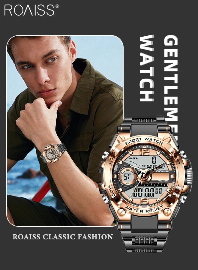 roaiss Men's Digital Analog Sports Watch with Alarm Stopwatch Multifunction Watch Outdoor Sport Fashion Waterproof Casual Wristwatch as Gift for Men - Image 1