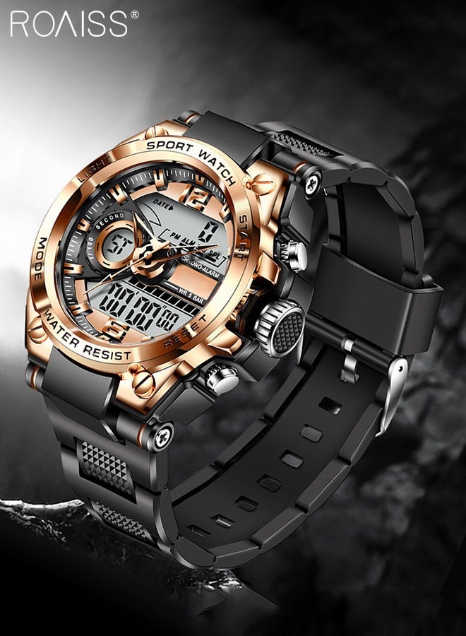 roaiss Men's Digital Analog Sports Watch with Alarm Stopwatch Multifunction Watch Outdoor Sport Fashion Waterproof Casual Wristwatch as Gift for Men - Image 3