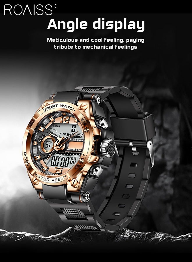 roaiss Men's Digital Analog Sports Watch with Alarm Stopwatch Multifunction Watch Outdoor Sport Fashion Waterproof Casual Wristwatch as Gift for Men - Image 5