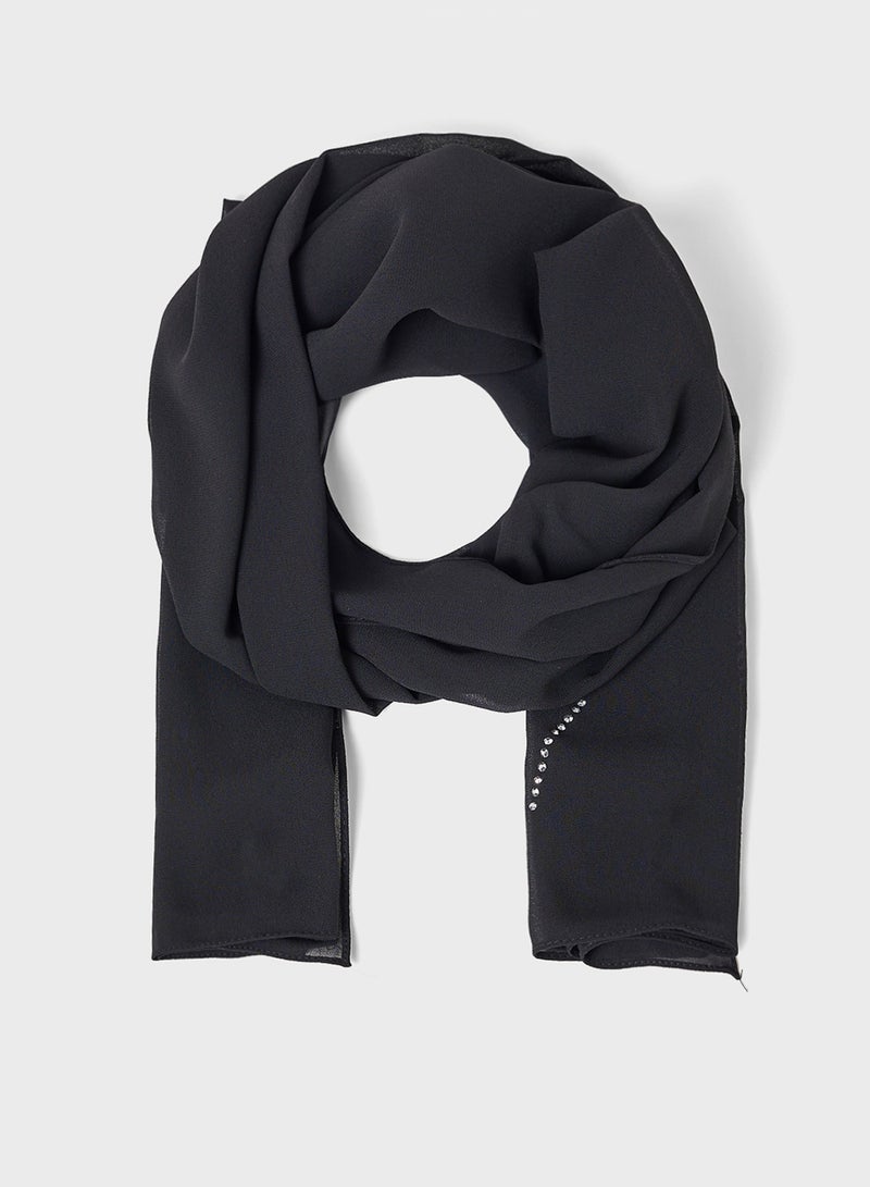 Khizana Floral Diamante  Long Hijab Scarf  - Image 1