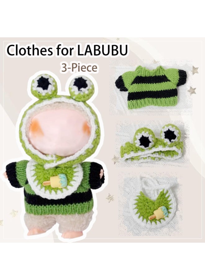 Doll Clothes for Labubu, 3-Piece Outfit and Accessories for 6.7 Inches (17 cm) Doll, Outfits for Labubu(Frog) - Image 2