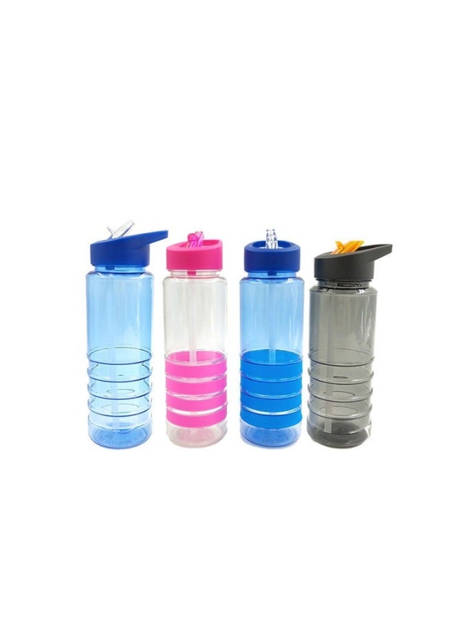 Huangyan Water Cup, High-looking, Large-capacity Space Cup, Tritan Fitness Sports Water Cup, Silicone Ring Set, Plastic Cup-Color:Transparent-Capacity:750ml - Image 1
