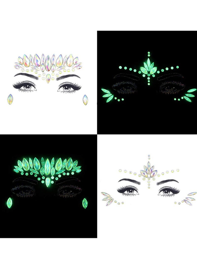 KASTWAVE 8 PCS Rhinestones Face Gems Festival Temporary Tattoo Sticker - Image 3