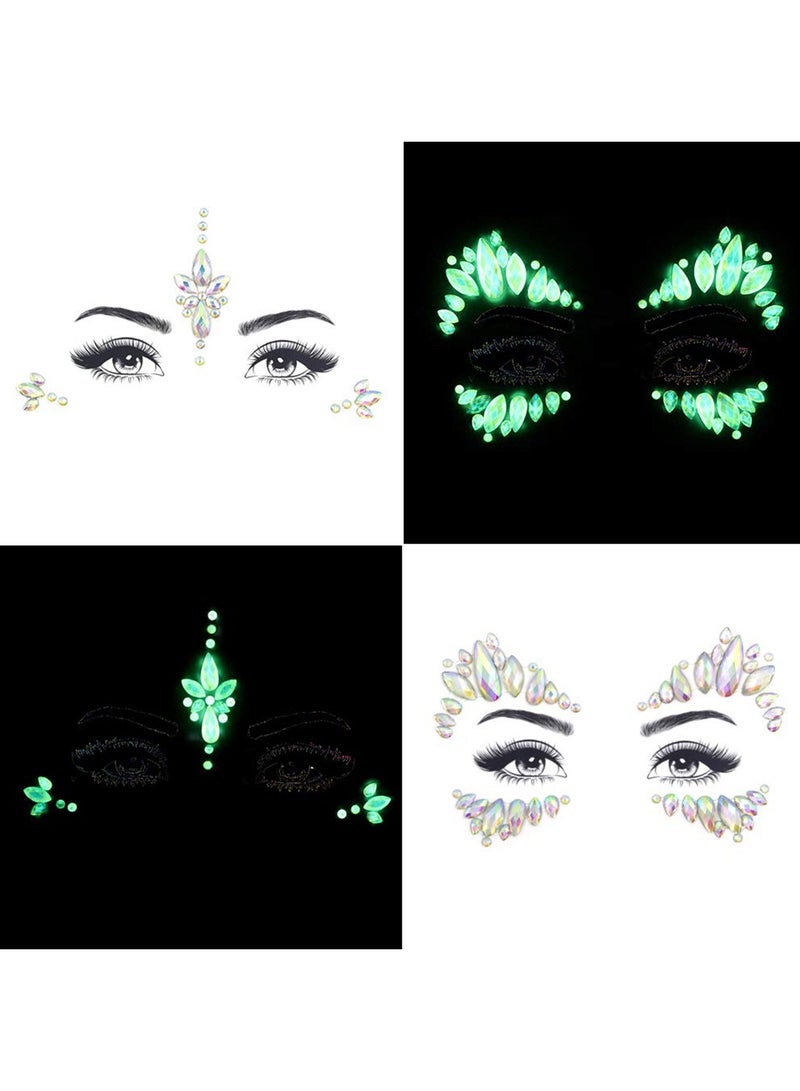 KASTWAVE 8 PCS Rhinestones Face Gems Festival Temporary Tattoo Sticker - Image 2