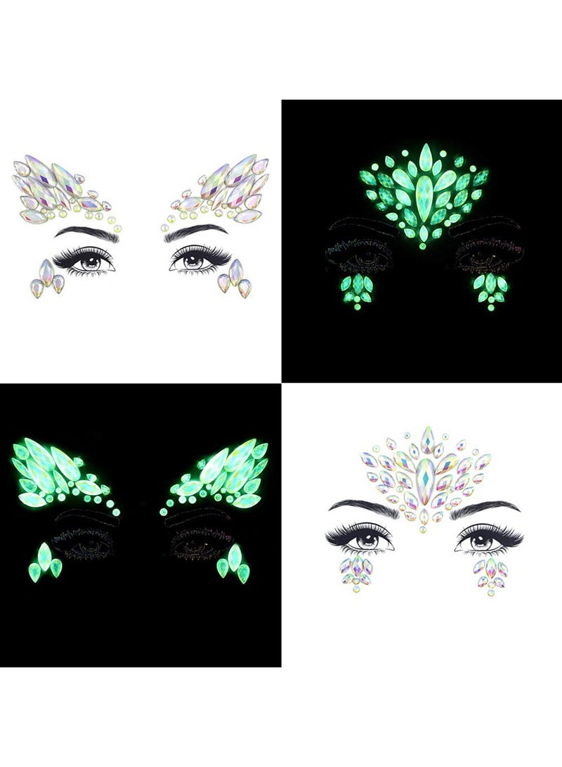 KASTWAVE 8 PCS Rhinestones Face Gems Festival Temporary Tattoo Sticker - Image 5