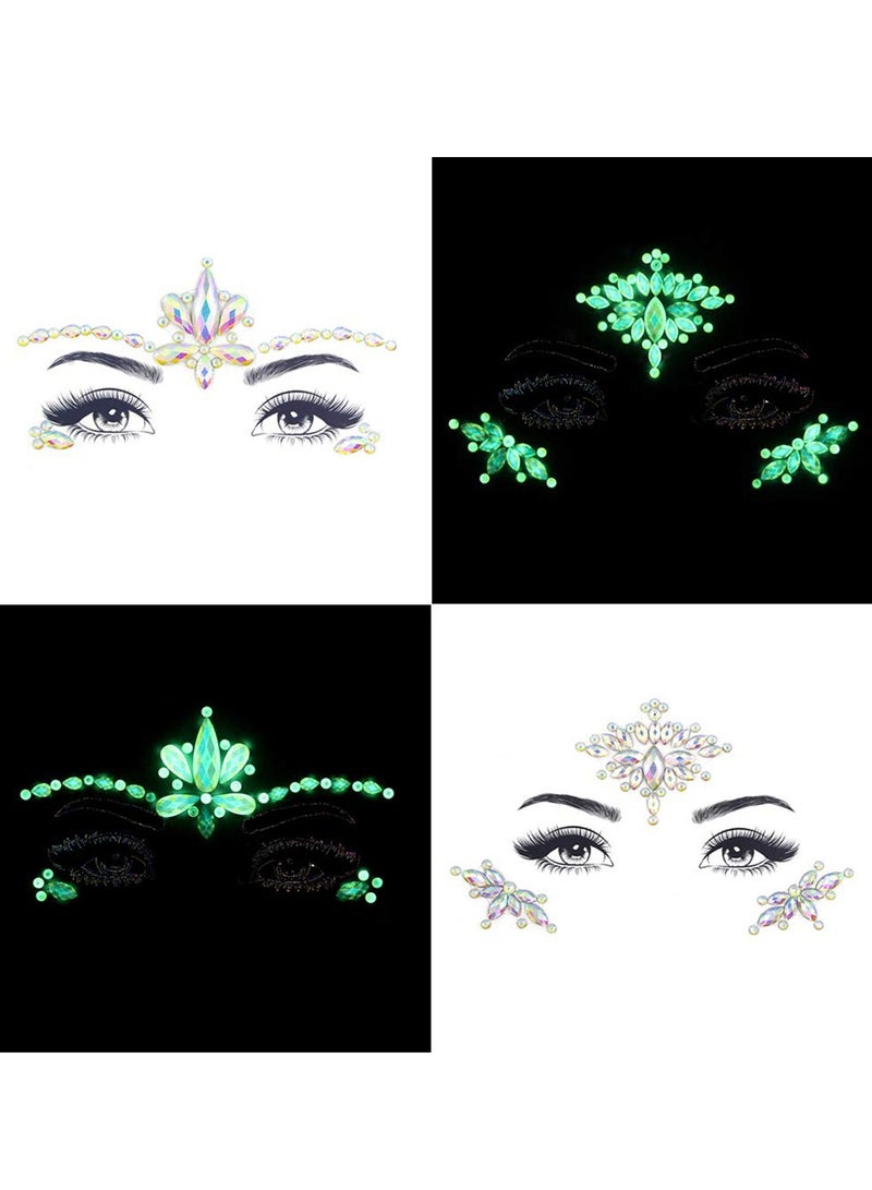 KASTWAVE 8 PCS Rhinestones Face Gems Festival Temporary Tattoo Sticker - Image 4