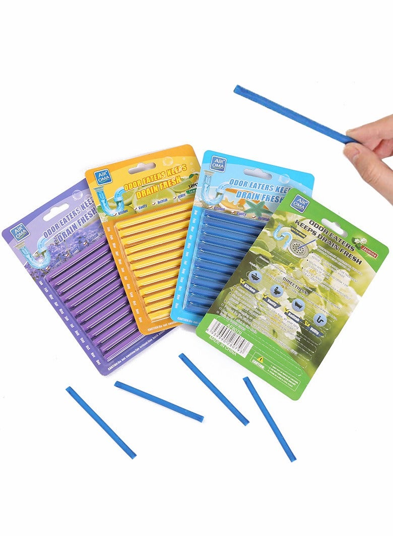 Excefore Drain Cleaner Stick, 48Pcs Drain Sticks Deodorizer, Bathroom Sink Drain Cleaning Tool, for Kitchen Shower Bathroom, Toilet, Sink Freshener - Image 1