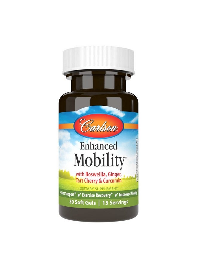 Carlson - Enhanced Mobility, Botanical Joint Support, Boswellia, Tart Cherry, Curcumin, Ginger, 30 Softgels - Image 1