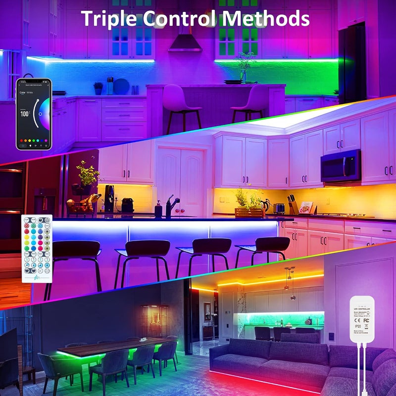 maylit 8 PCS 3.3FT Smart RGB Under Cabinet Lights Kit | Works with Alexa & Google Assistant, App Remote Control, Music Sync, Timer, Dimmable - Image 2