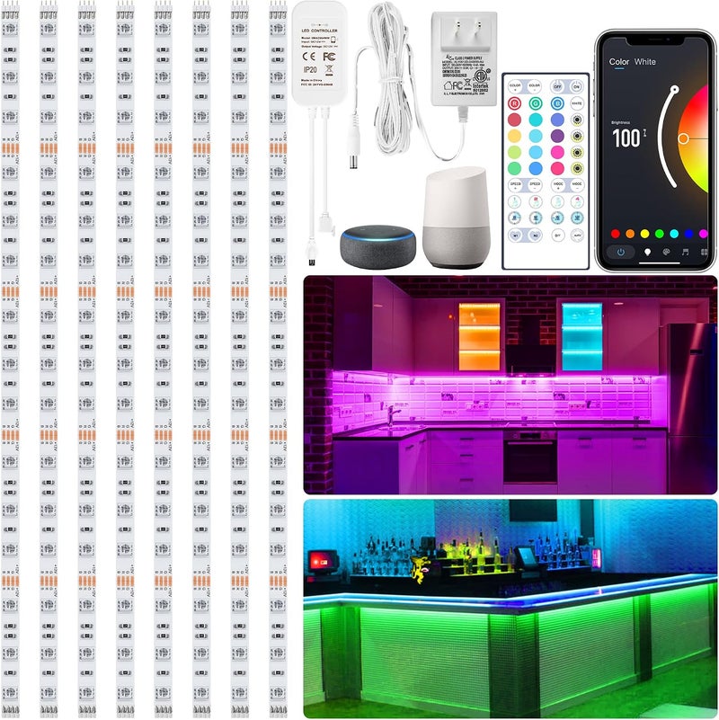 maylit 8 PCS 3.3FT Smart RGB Under Cabinet Lights Kit | Works with Alexa & Google Assistant, App Remote Control, Music Sync, Timer, Dimmable - Image 1