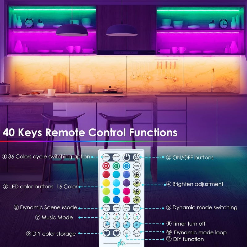 maylit 8 PCS 3.3FT Smart RGB Under Cabinet Lights Kit | Works with Alexa & Google Assistant, App Remote Control, Music Sync, Timer, Dimmable - Image 4
