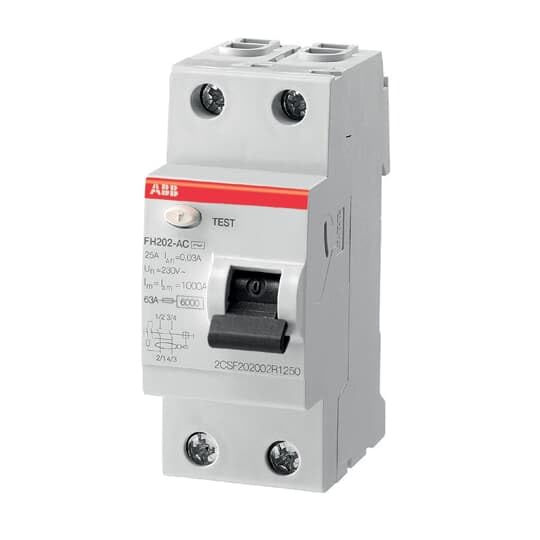 ABB 10kA 25A 300mA DP 2P RCCB ELCB Residual Current Circuit Breaker Double Pole Pack of 1 FW202 25A300mA AC  - Image 1