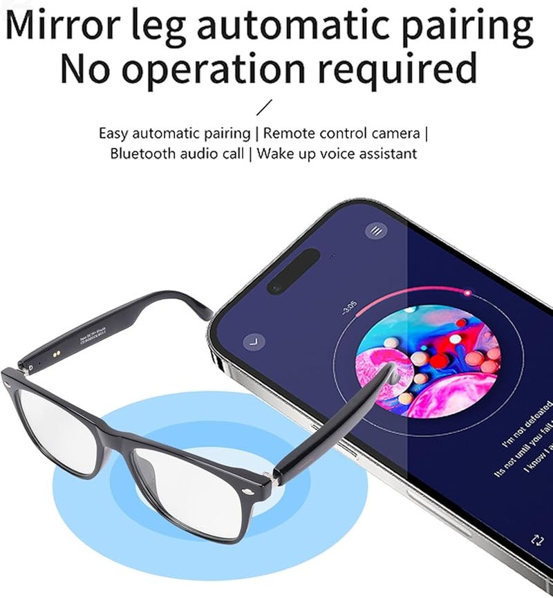 Vbestlife AI Smart Glasses Bluetooth Translation 144 Languages Travel Business Black Frame - Image 5