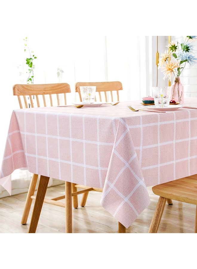 Pink and White Checked Tablecloth 90 by 90 Centimeters