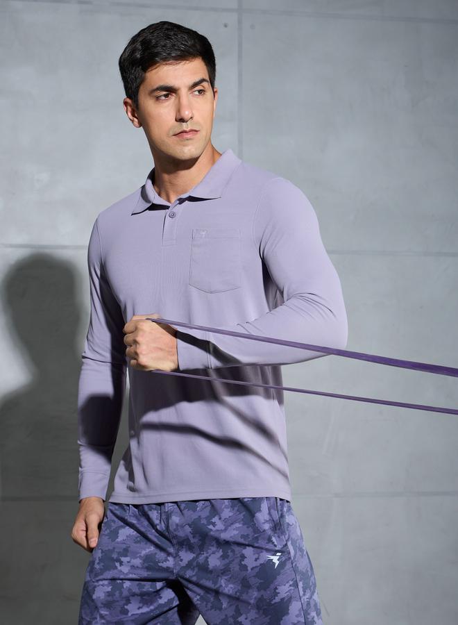 Technosport Solid Polo T-Shirt With Pocket Detail - Image 2