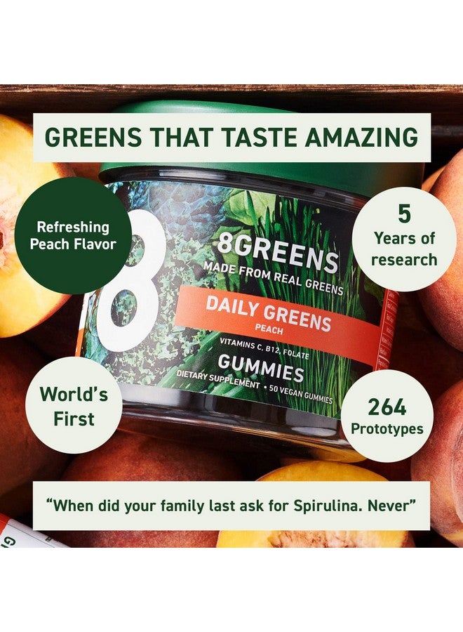 8Greens Daily Peach Tea Gummies Superfood Super Greens Greens Powder In A Gummy. Vitamins Vegan Gluten Free Nongmo For Energy & Immune Support (1 Jar / 50 Gummies) - Image 5