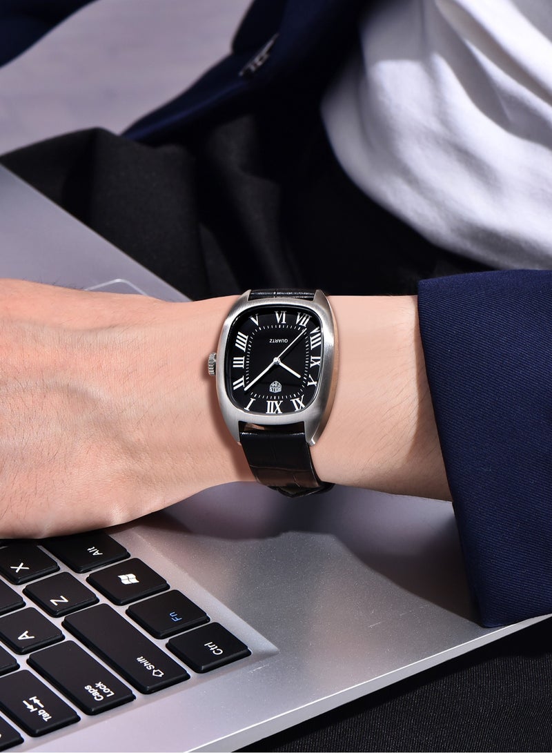 رولستيمي ساعة كوارتز أنيقة للرجال-قرص مميز ، سوار من جلد البولي يوريثان ، مظهر كلاسيكي وعصري ، آر تي 7904 - Image 1