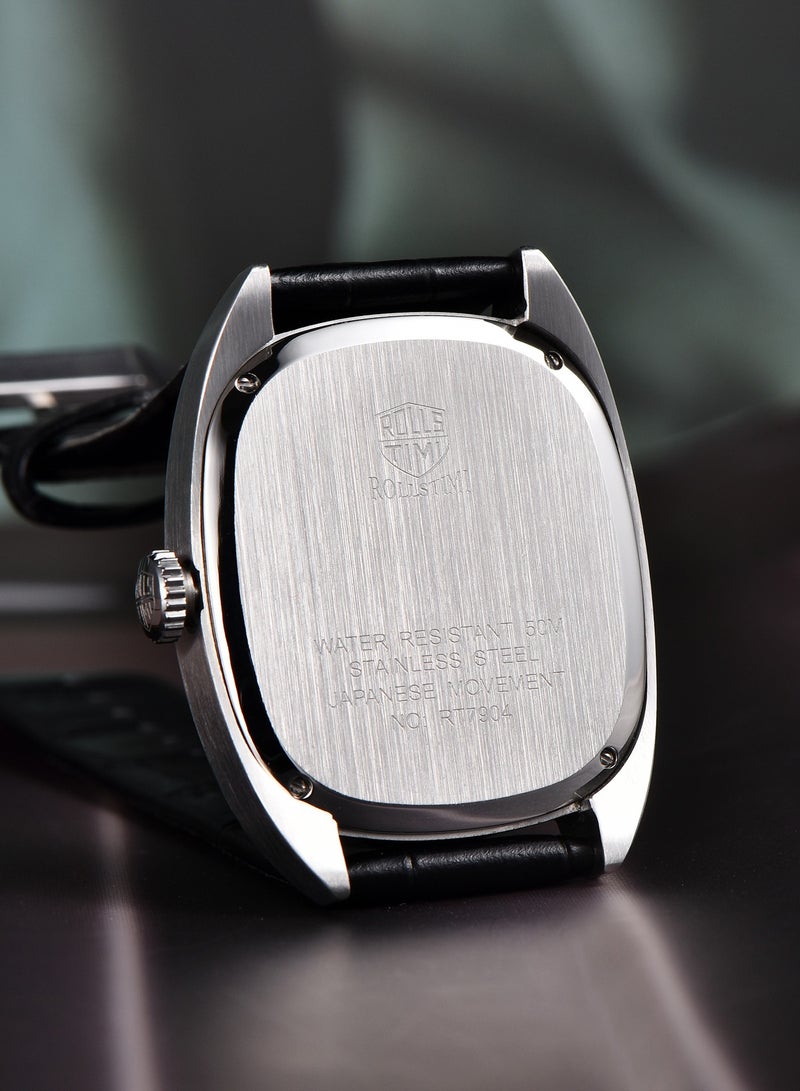 رولستيمي ساعة كوارتز أنيقة للرجال-قرص مميز ، سوار من جلد البولي يوريثان ، مظهر كلاسيكي وعصري ، آر تي 7904 - Image 4