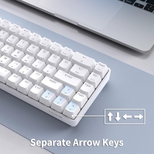 TMKB Technology Mechanical KeyBoard TMKB T68SE Gaming Keyboard, 60% Mechanical Keyboard, LED Backlit Ultra-Compact 68 Keys Wired Mini Keyboard with Separate Arrow/Control Keys for Windows Laptop PC Gamer Typist with Red Switch-White - Image 5